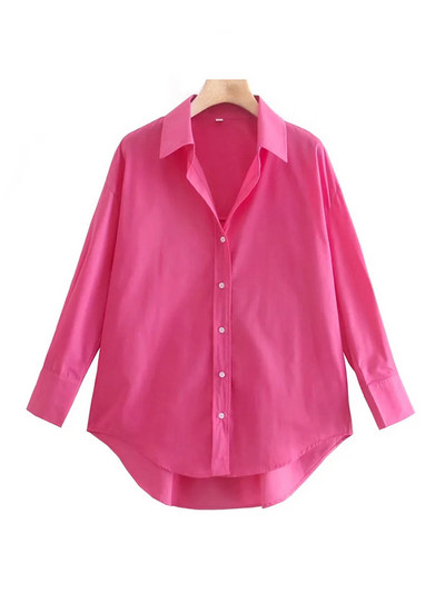 TRAF naiste moerõivad kontorirõivad lahtised popliinist soliidsed särgid, vintage pikkade varrukatega nööpidega vabaaja naiste pluusid pluusid šikid topid