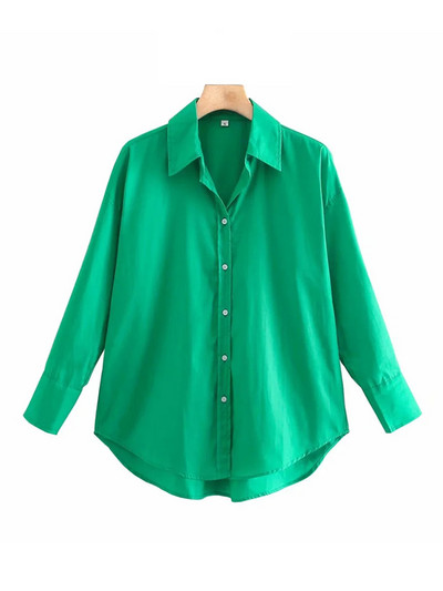 TRAF naiste moerõivad kontorirõivad lahtised popliinist soliidsed särgid, vintage pikkade varrukatega nööpidega vabaaja naiste pluusid pluusid šikid topid