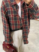 Mueyaruho 2023 Ženska zimska vintage prevelika karirana košulja, jesenska debela klasična bluza dugih rukava, ženska