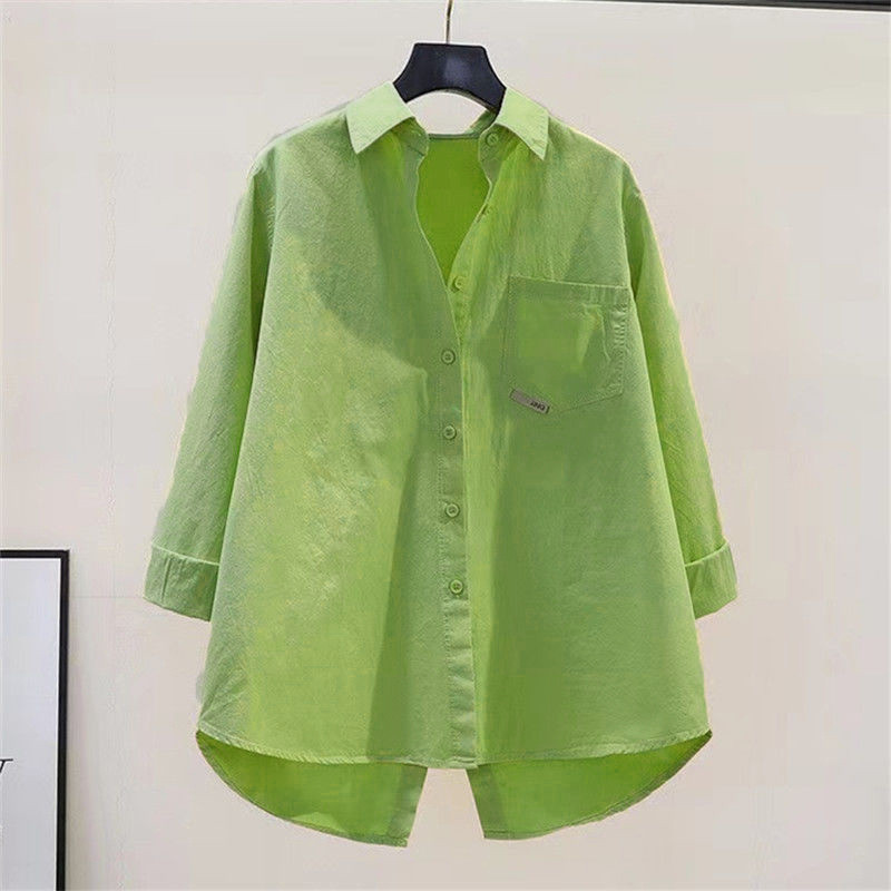 Sieviešu vienkārša gadījuma asimetriska lielizmēra kokvilnas poga uz augšu, tunikas krekli ar garām piedurknēm, masīva ielas apģērba augšējā blūze Blusas Mujer