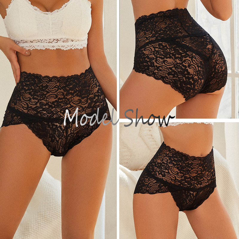 5gab. Ziedu, seksīgas mežģīņu sieviešu apakšbikses ar augstu vidukli, elpojošas ķemmīšgliemeņu apdares, elastīgas sieviešu biksītes, ērtas, intīmas sievietes