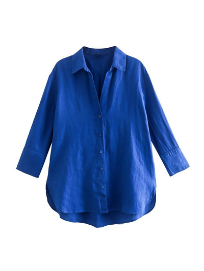 TRAF Sieviešu mode ar ventilācijas atverēm sānos Asimetriski brīvi krekli Vintage ar garām piedurknēm priekšpusē pogas Sieviešu blūzes Eleganti topi