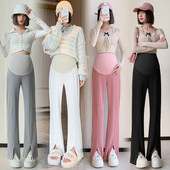 Rudens un ziemas grūtniecēm ērtas bikses ar vēderu priekšpusē ar augstu vidukli Grūtnieču vēderbikses Biroja dāmu apģērbi