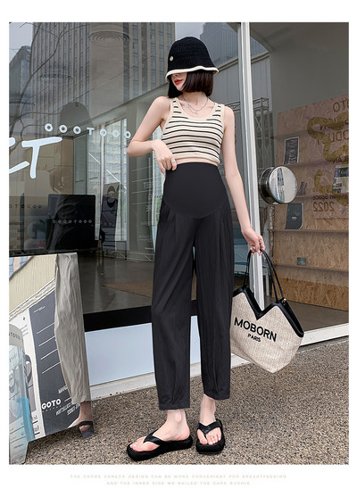 Suvemood rasedatele riided lahtised vabaaja lahedad rasedate püksid pahkluuni ulatuvad rasedad plisseeritud püksid M-3XL