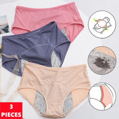3 τμχ Αντιβακτηριδιακό φυσιολογικό παντελόνι L-8XL Εμμηνορροϊκό εσώρουχο με προστασία από διαρροές Γυναικεία εσώρουχα Εμμηνόρροια Διχτυωτό αναπνεύσιμο σλιπ