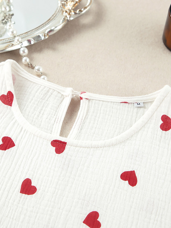 Hiloc mīlestības apdrukas kokvilnas pidžamas kleita sieviešu nakts kleita līdz ikru vidusdaļai ar piedurknēm bez piedurknēm 2024. gada pavasara elegantas kleitas