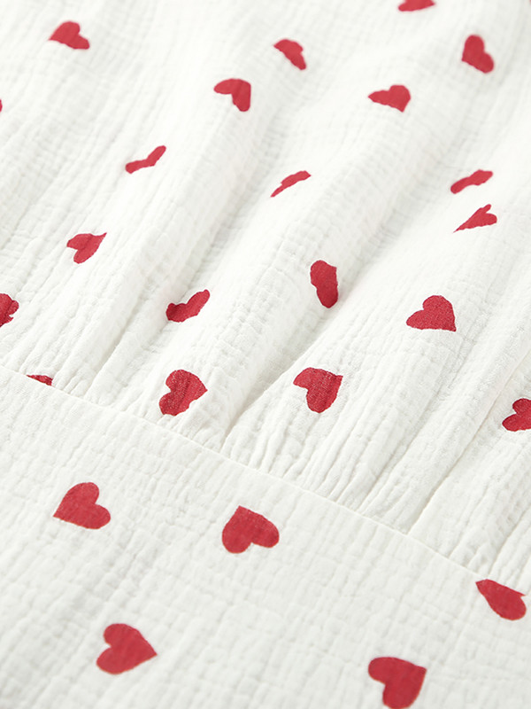 Hiloc mīlestības apdrukas kokvilnas pidžamas kleita sieviešu nakts kleita līdz ikru vidusdaļai ar piedurknēm bez piedurknēm 2024. gada pavasara elegantas kleitas