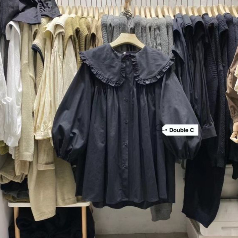 Krekli Sievietēm Pavasaris Jauns Plaids Pīters Pens Apkakles Ruffles Brīvi Visi atbilst College Japanese Mujer Kawaii Swwet Tender Chemise Femme