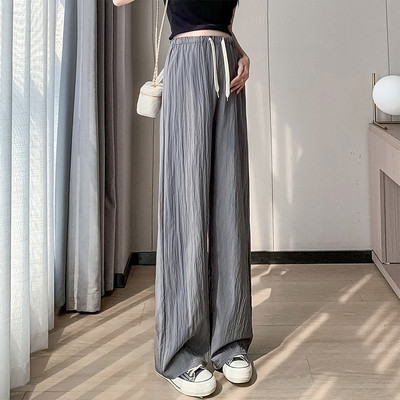 Japán stílusú kismama nyári nadrág húzózsinóros derék széles lábak laza alkalmi terhes nő rakott nadrág zsebekkel M-3XL