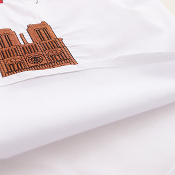 2024 г. Нова бяла риза, ежедневна дамска блуза с отложена яка с копчета и дълги ръкави, памучна блуза, бродирана дамска блуза 5083 50