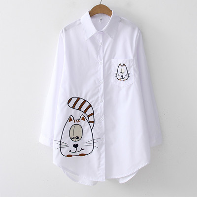 2024-es új fehér ing alkalmi gombos felfelé lehajtható gallér női blúz, hosszú ujjú pamutblúz hímzéses blúz női 5083 50