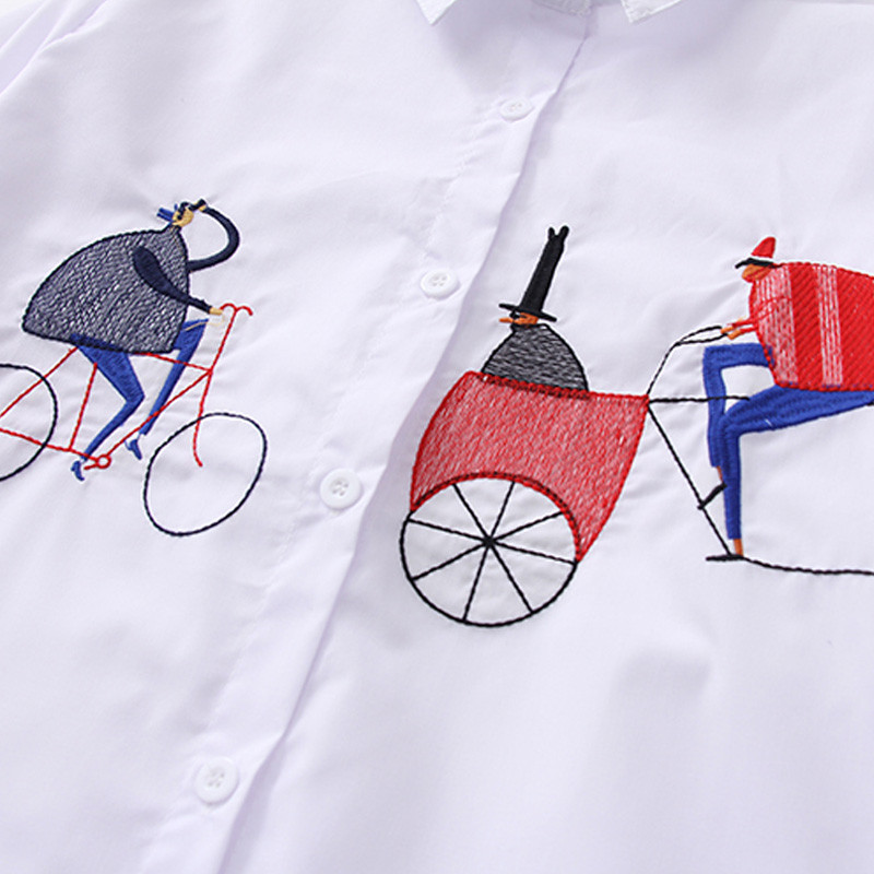 2024-es új fehér ing alkalmi gombos felfelé lehajtható gallér női blúz, hosszú ujjú pamutblúz hímzéses blúz női 5083 50