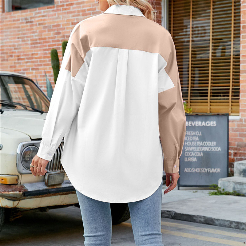 Sievietes ikdienas brīvi rozā raibveida krekli ar garām piedurknēm 2023. gada pavasara meiteņu lielizmēra krekls ar mīkstām pogām Sieviešu salds, krāsains krekls