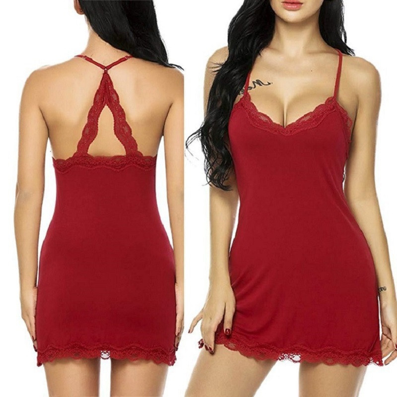 Seksikas madala lõikega magamisriiete kleit rihmaga pitsist pesu Babydoll öökleit Naiste öökleit Elegantne öösärk, pidžaama 2024