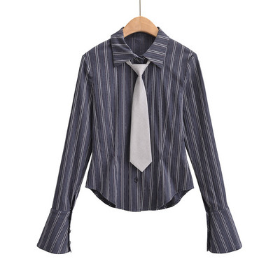 Ženska elegantna prugasta bluza s dugim rukavima