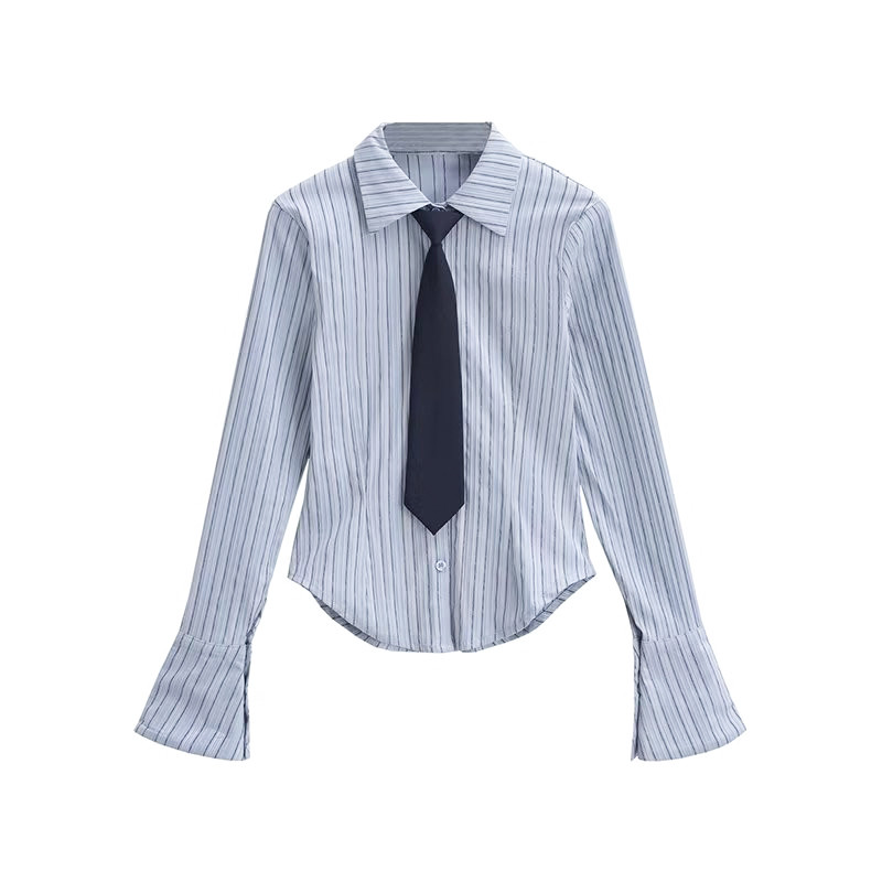 Ženska elegantna prugasta bluza s dugim rukavima