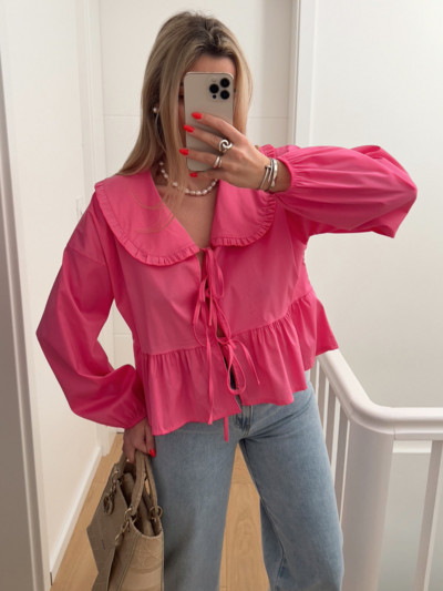 Ikdienišķa balta, eleganta leļļu apkakle, saldie krekli Sieviešu brīvs laternas krekls ar garām piedurknēm, mežģīņu krekls sievietēm, jauna sieviešu blūze, topi ielas apģērbs