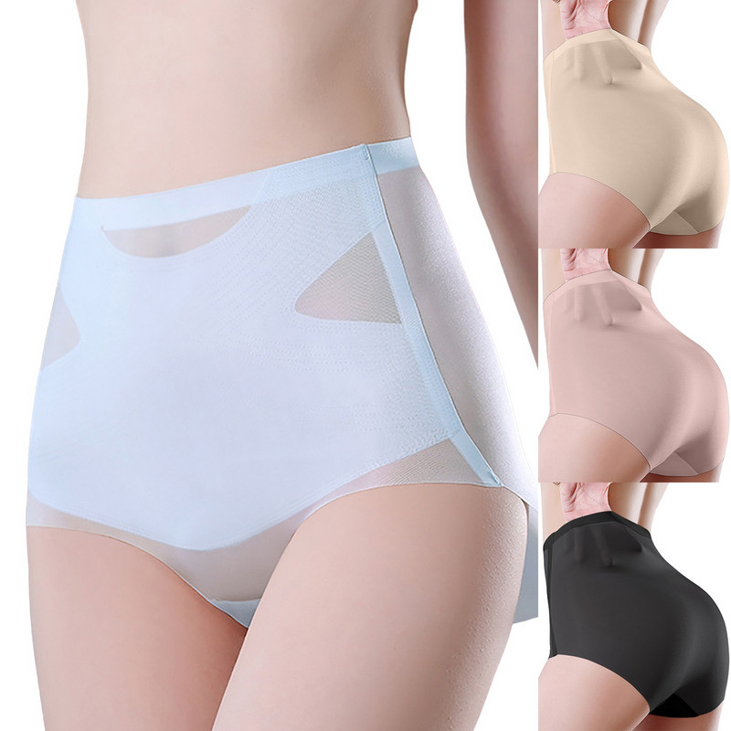 Traceless Ice Silk Bugyi Formáló Testemelő Alsónadrág Szülés utáni Hasszorító Fehérnemű Magas derekú Kényelmes Boyshort
