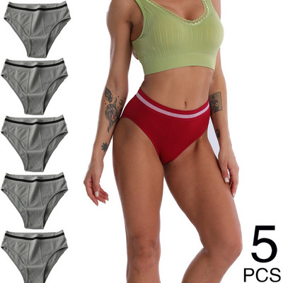 S-3XL 3-5Gb Sieviešu sporta biksītes ar augstu vidukli Biksītes Komforta vienkrāsains apakšveļa Seksīgas apakšbikses Intīma apakšveļa Mīkstas biksītes