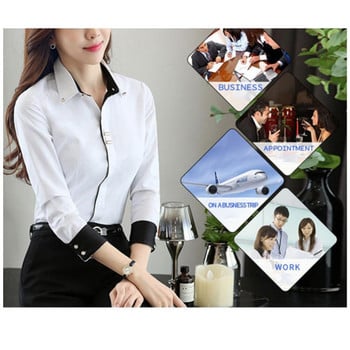 Офис ризи Рокля Социално облекло Блуза Дамска рокля Ризи с дълги ръкави Копчета Риза с маншет Бизнес Социално облекло Блуза Топ