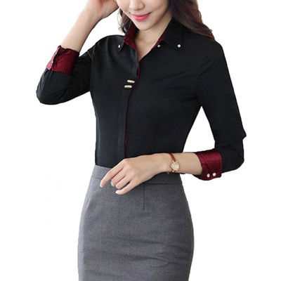 Biroja krekli Kleita Sociālie apģērbi Blūze Sieviešu kleita Krekli ar garām piedurknēm Pogas Aproču krekls Biznesa sociālie apģērbi Blūze Tops