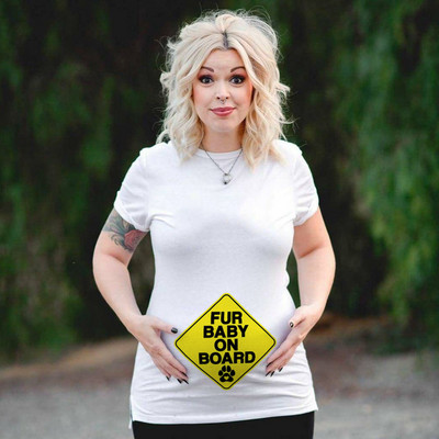 Nagy méretű Vicces kismama póló Baby on Board Mintaminta Terhes női póló felsők Terhességi rövid ujjú póló Ruhák