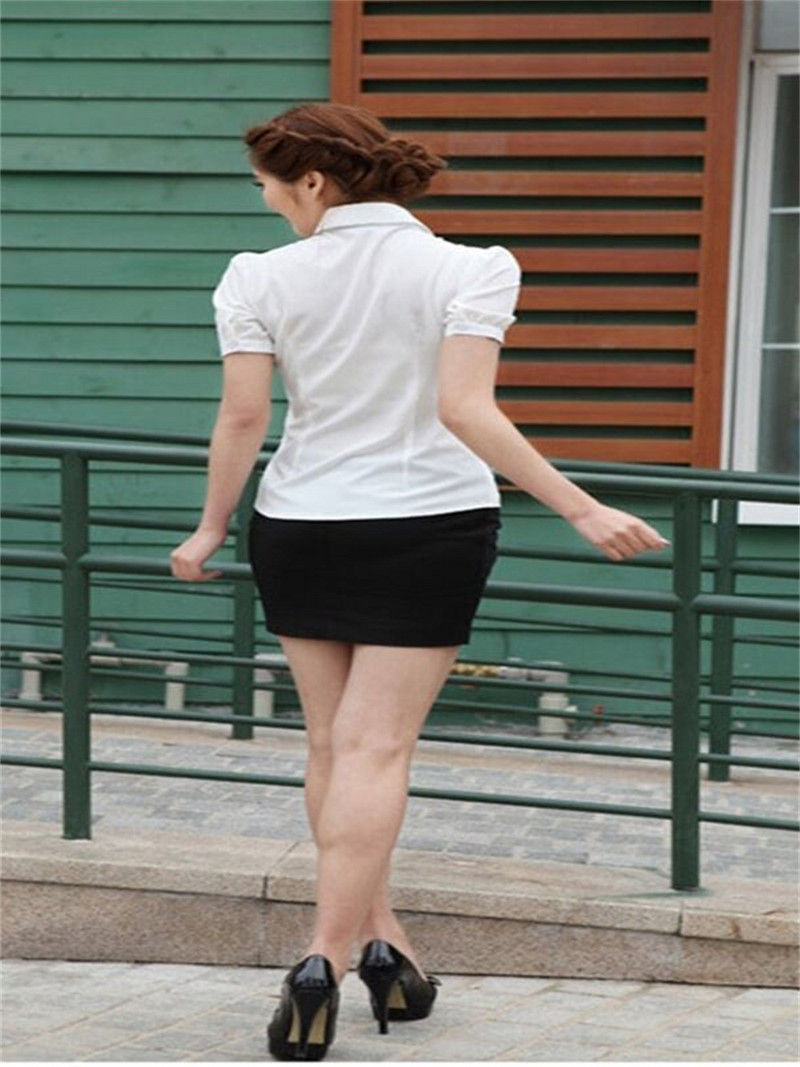 5XL Sieviešu vasaras pavasara blūzes krekli Sieviešu modes ikdienišķs ar īsām piedurknēm nolaižamām piedurknēm vienkrāsains biroja blūzes topi CT0768