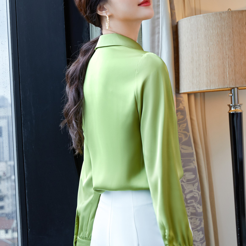 Narancssárga ing Női, hosszú ujjú, V nyakú Blusas Mujer De Moda 2022 csúcskategóriás formális sifon blúzok irodai női divat munkalap