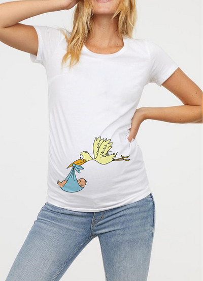 Női kismama ruházat terhes póló Vicces felső, aranyos baba mintás O-nyakú, rövid ujjú terhes felsők Terhes pólók