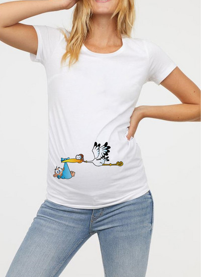 Női kismama ruházat terhes póló Vicces felső, aranyos baba mintás O-nyakú, rövid ujjú terhes felsők Terhes pólók