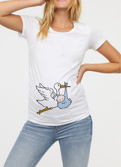 Női kismama ruházat terhes póló Vicces felső, aranyos baba mintás O-nyakú, rövid ujjú terhes felsők Terhes pólók