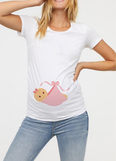 Női kismama ruházat terhes póló Vicces felső, aranyos baba mintás O-nyakú, rövid ujjú terhes felsők Terhes pólók