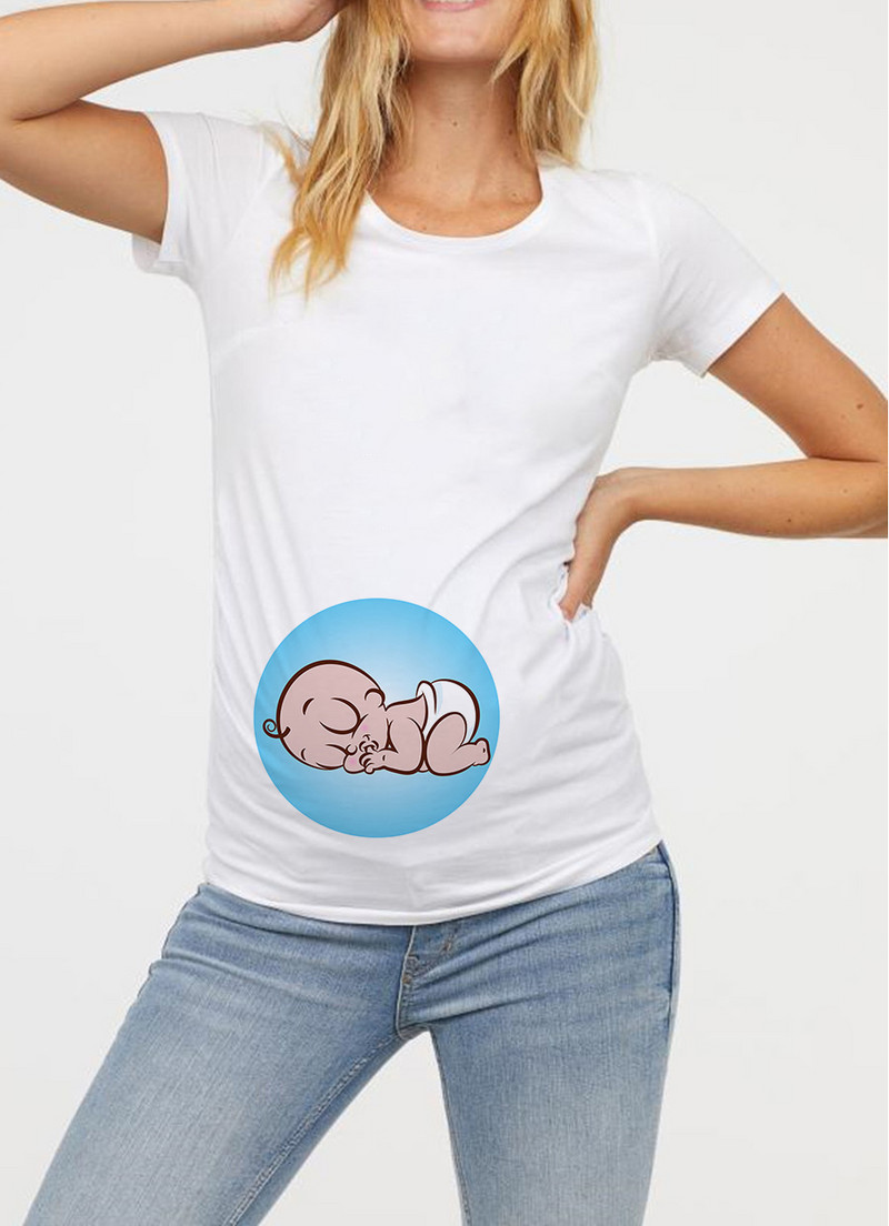 Női kismama ruházat terhes póló Vicces felső, aranyos baba mintás O-nyakú, rövid ujjú terhes felsők Terhes pólók