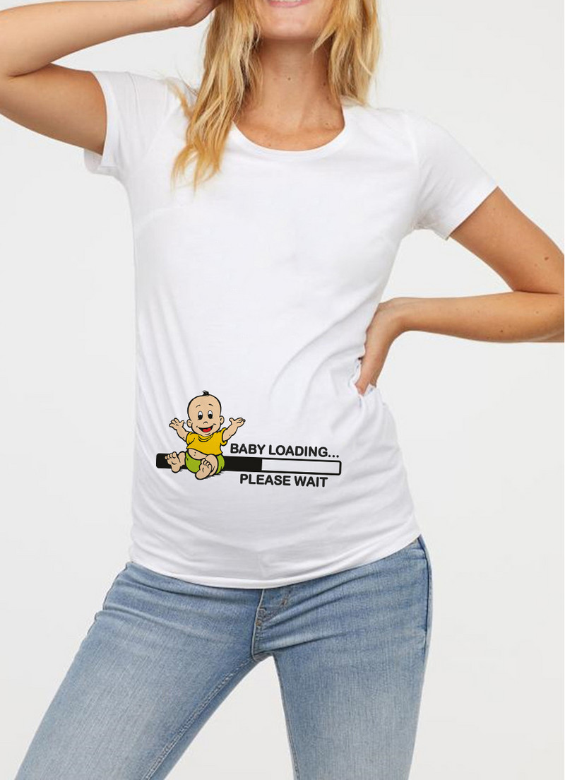 Női kismama ruházat terhes póló Vicces felső, aranyos baba mintás O-nyakú, rövid ujjú terhes felsők Terhes pólók