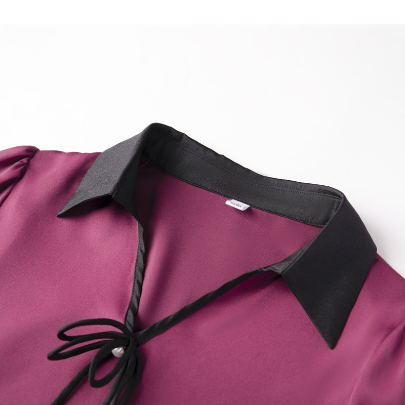 NAVIU 2023 Őszi új rózsa piros ing női csúcskategóriás divat V nyakú temperamentum alkalmi formális blúzok irodai női munkalapok fehér