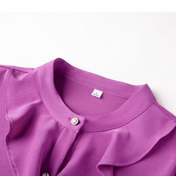 NAVIU Лилава риза Дамски висок клас Нови есенни елегантни темпераментни официални блузи с дълъг ръкав Офис дамски работни блузи Бели