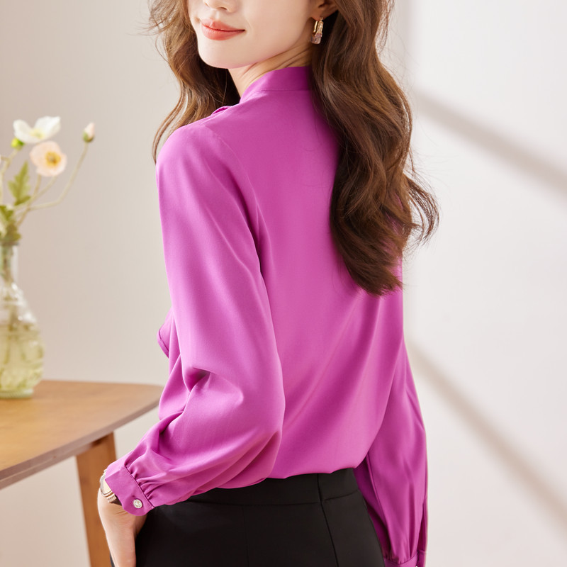 NAVIU lilla särk naiste tippklassi uus sügis Elegantne temperament Pidulik pikkade varrukatega pluusid Kontori naiste tööpinnad valged