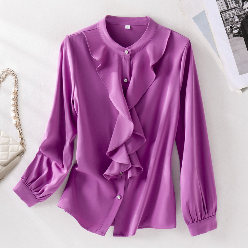 NAVIU lilla särk naiste tippklassi uus sügis Elegantne temperament Pidulik pikkade varrukatega pluusid Kontori naiste tööpinnad valged