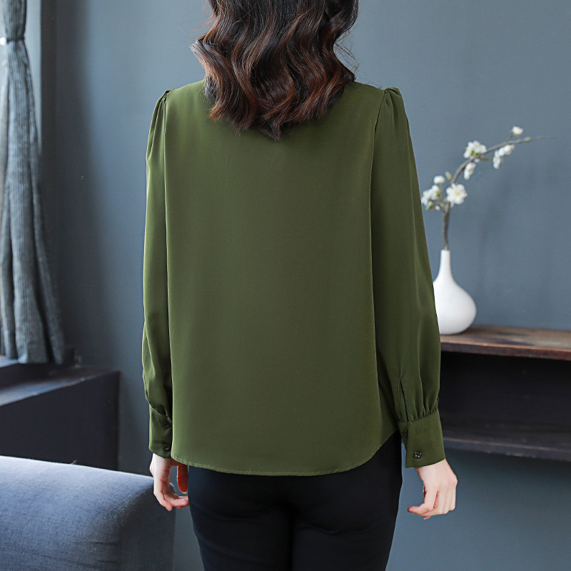 2024. gada jauns, elegants, satīna krekls, pavasara tauriņi, volāni, topi ar garām piedurknēm, vienrindas nodarbošanās OL blūze