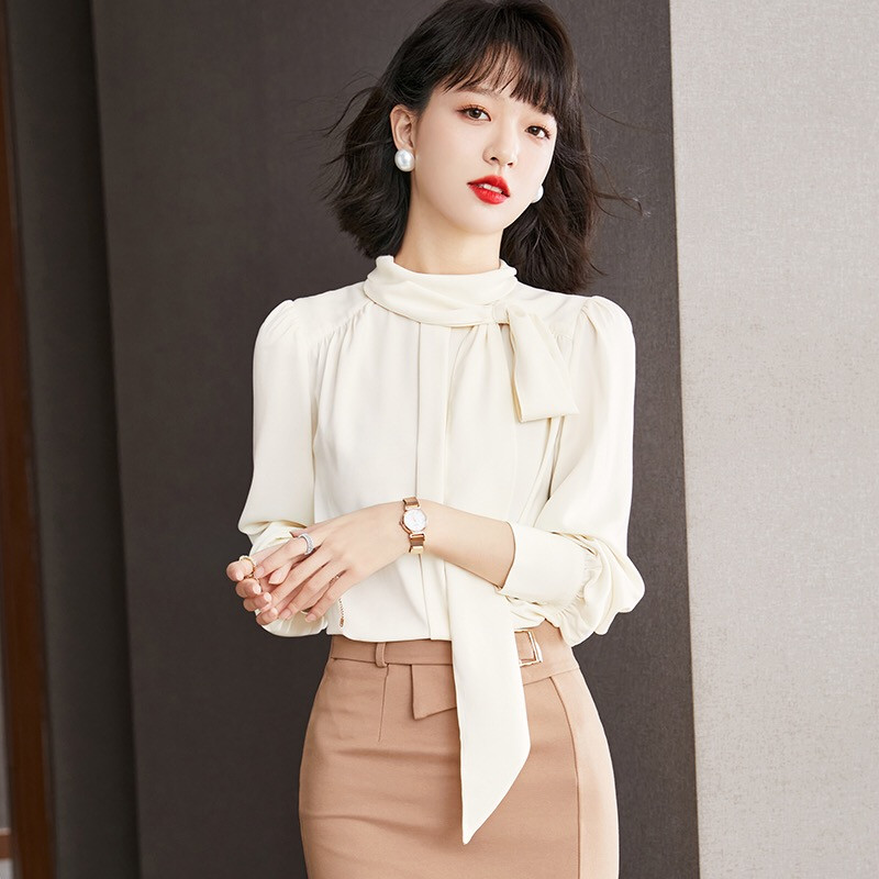 Pinkoz skrejceļa dizainere stilīga sarkana statīvs apkakle tauriņš ar garām piedurknēm sarkana blūze sievietēm pavasara vasara OL modes apģērbi vintage