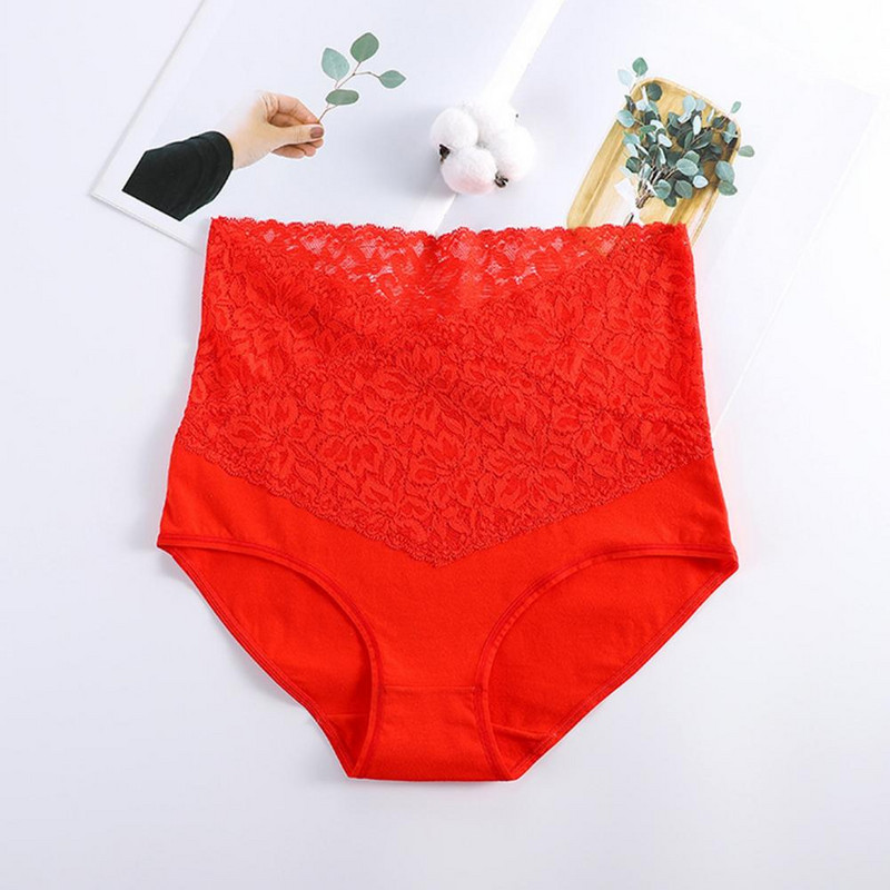 Sieviešu apakšbikses ar augstu vidukli vienkrāsainas slaidas biksītes pret saraušanos veidojošas mežģīnes stingras jostasvietas vēdera kontroles biksītes Intīmas drēbes