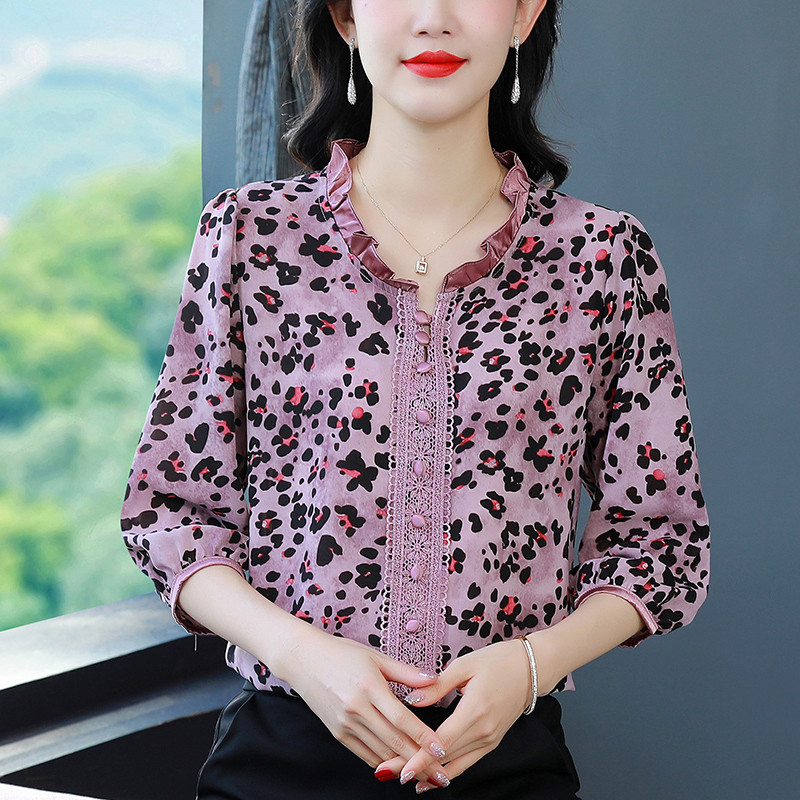 M-4XL 2024 kevadsuvi naiste pluus, uus mood, poolvarrukatega vabaaja trükitud topid Lapikujuline pitssärk