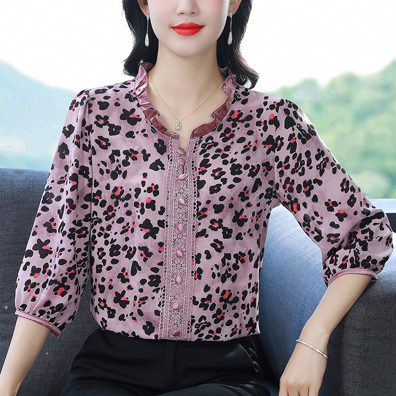 M-4XL 2024 kevadsuvi naiste pluus, uus mood, poolvarrukatega vabaaja trükitud topid Lapikujuline pitssärk