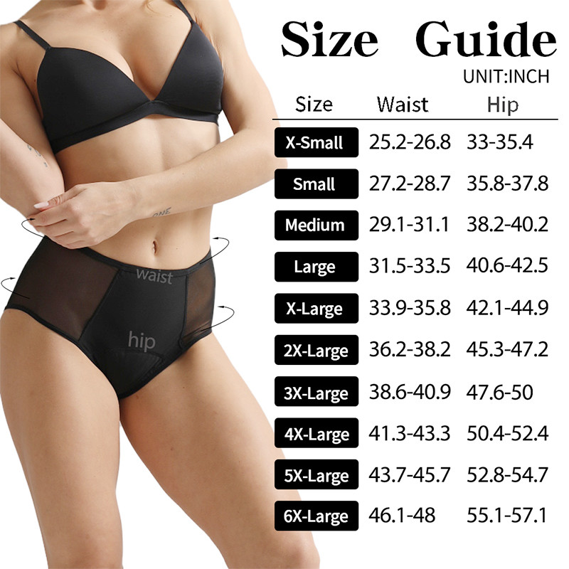 Meiteņu menstruālās biksītes Pilnīga aizsardzība 4 slāņu mazgājama sieviešu apakšveļa ar augstu absorbciju, funkcionālas noplūdes necaurlaidīgas biksītes