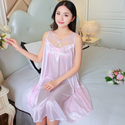 Midnite Star Set de lenjerie de dormit din mătase de gheață pentru femei Cămașă de noapte Îmbrăcăminte de acasă Lenjerie de noapte Pijamale Lenjerie de dormit pentru femeie din dantelă Cămașă de noapte cu decolteu Plus Size