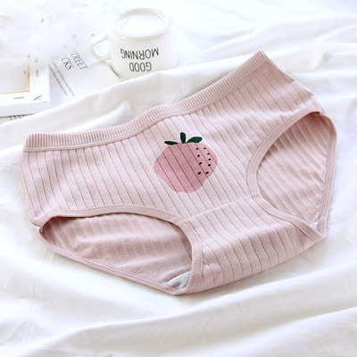 Hingavad armsad armsad maasikas tüdrukute püksid keskmise vöökohaga naiste puuvillased aluspesu naiste aluspüksid