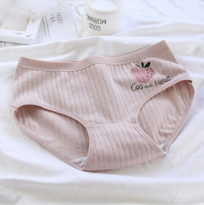 Hingavad armsad armsad maasikas tüdrukute püksid keskmise vöökohaga naiste puuvillased aluspesu naiste aluspüksid