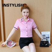 Cămașă pentru femei de vară cu mânecă scurtă cu guler răsturnat Cămașă subțire coreeană Harajuku Bluză Office Lady Formal Casual Topuri cu dungi