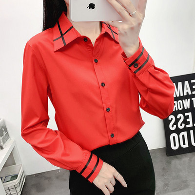 Cămașă pentru femei de vară cu mânecă scurtă cu guler răsturnat Cămașă subțire coreeană Harajuku Bluză Office Lady Formal Casual Topuri cu dungi