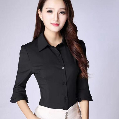 Cămașă pentru femei de vară cu mânecă scurtă cu guler răsturnat Cămașă subțire coreeană Harajuku Bluză Office Lady Formal Casual Topuri cu dungi